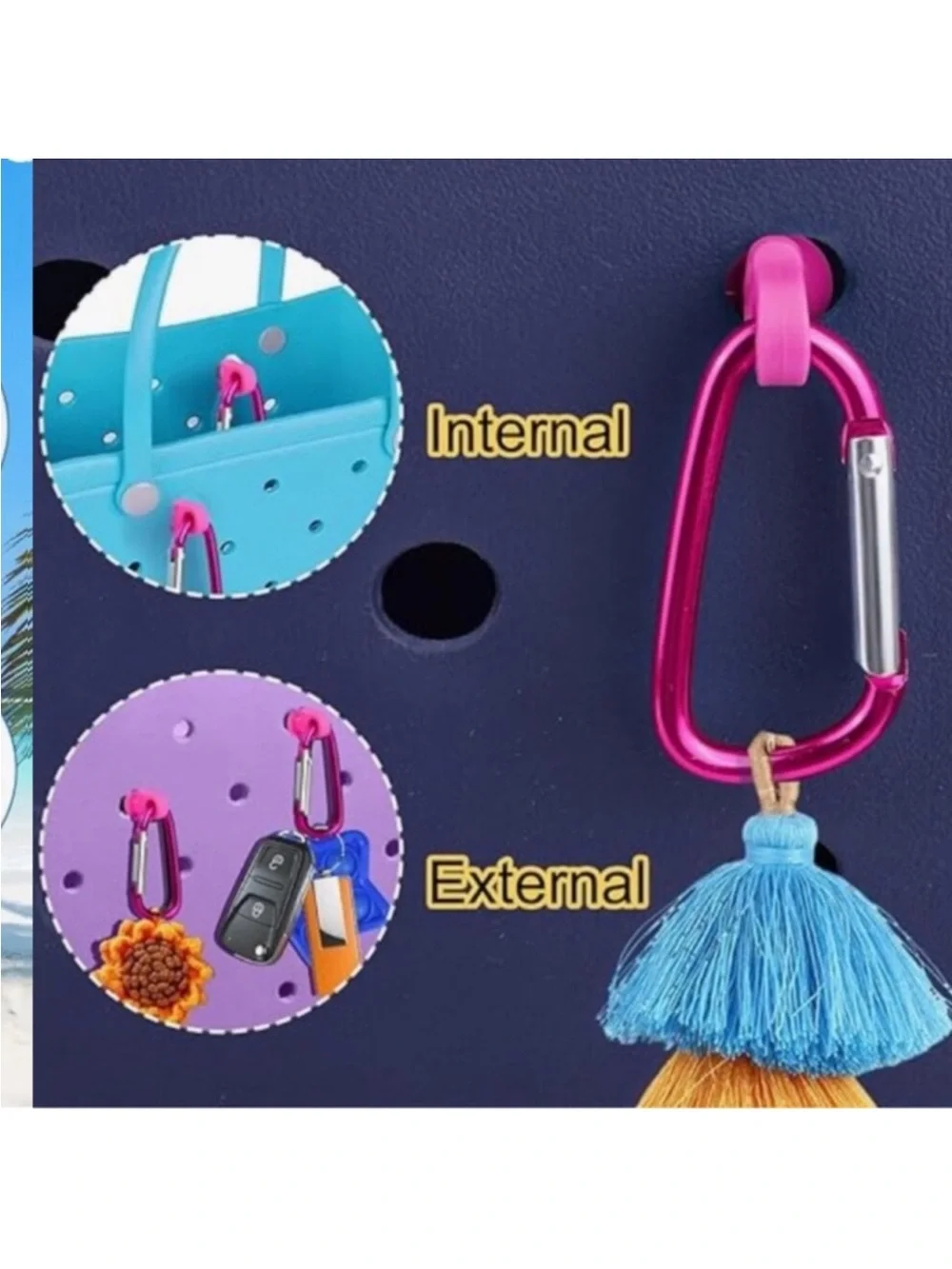 4 black Key Holders Bundle for Bogg Bag and tote bags
